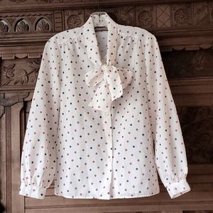 Smith Jones Vintage Multicolored Diamond Pattern Blouse Top M